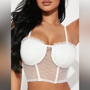 Bozzolo Feeling Loved Mesh Bralette - White Size‎ Large REFFNB